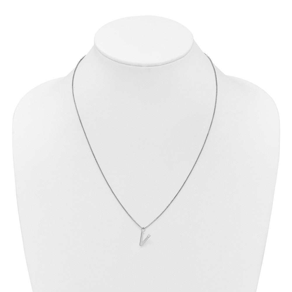 White Ice Sterling Silver Rhodium-plated 18 inch Diamond Letter V Initial Necklace plus 2 inch Extender QW578V-18