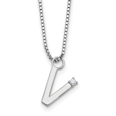 White Ice Sterling Silver Rhodium-plated 18 inch Diamond Letter V Initial Necklace plus 2 inch Extender QW578V-18