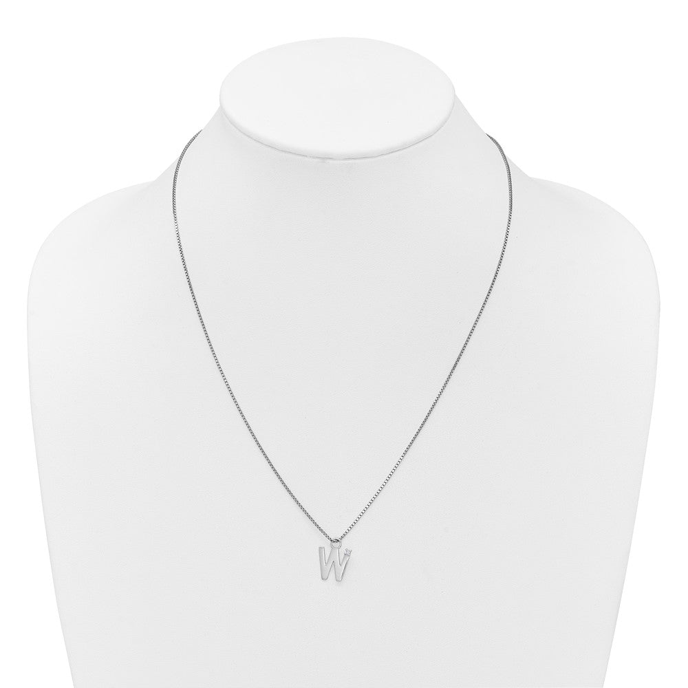 White Ice Sterling Silver Rhodium-plated 18 inch Diamond Letter W Initial Necklace plus 2 inch Extender QW578W-18