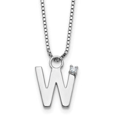 White Ice Sterling Silver Rhodium-plated 18 inch Diamond Letter W Initial Necklace plus 2 inch Extender QW578W-18