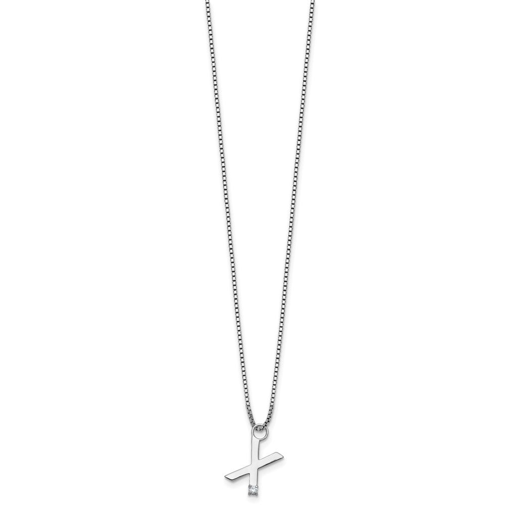 White Ice Sterling Silver Rhodium-plated 18 inch Diamond Letter X Initial Necklace plus 2 inch Extender QW578X-18