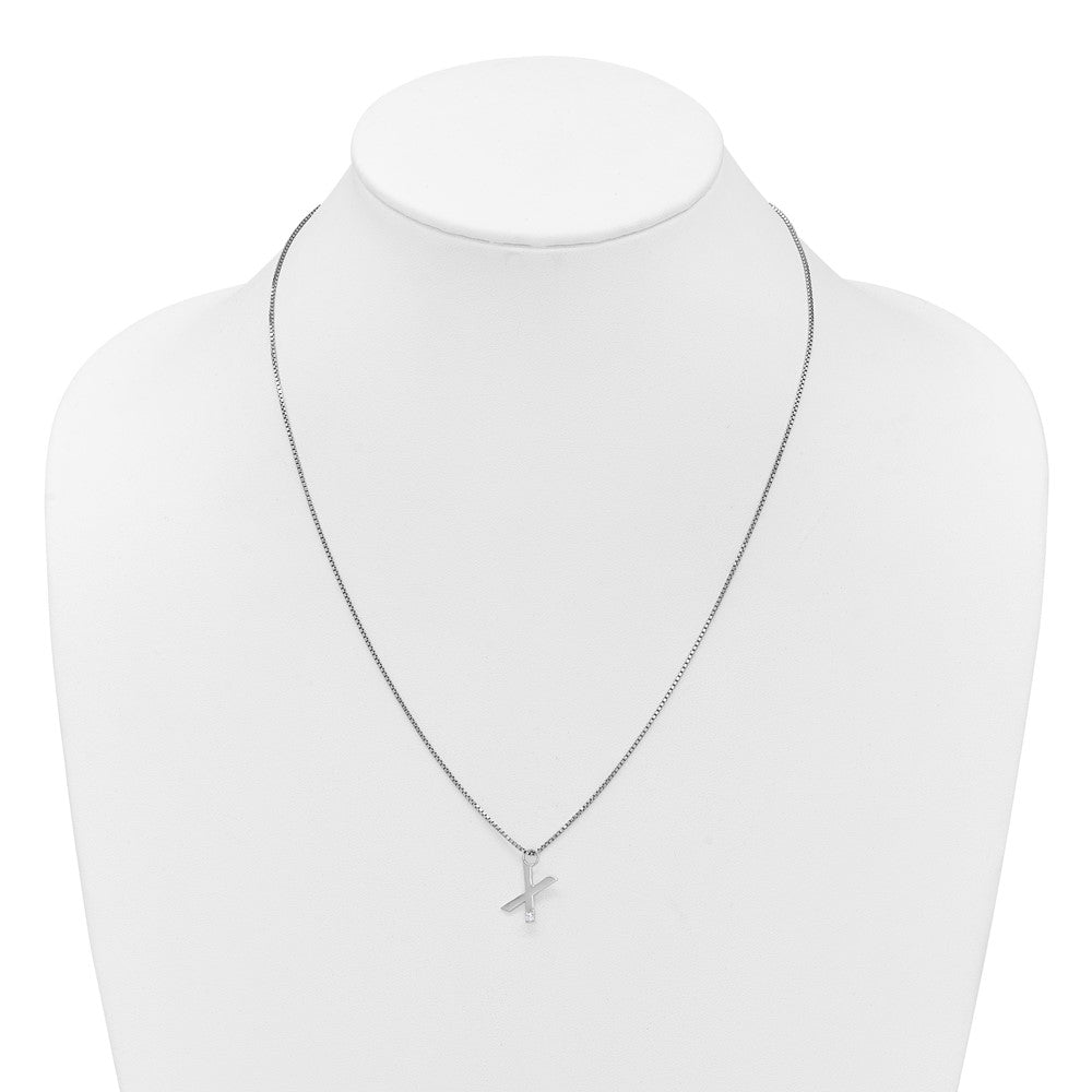 White Ice Sterling Silver Rhodium-plated 18 inch Diamond Letter X Initial Necklace plus 2 inch Extender QW578X-18