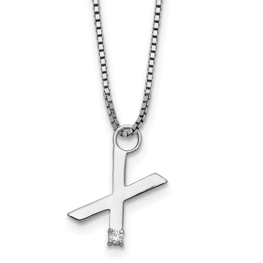 White Ice Sterling Silver Rhodium-plated 18 inch Diamond Letter X Initial Necklace plus 2 inch Extender QW578X-18