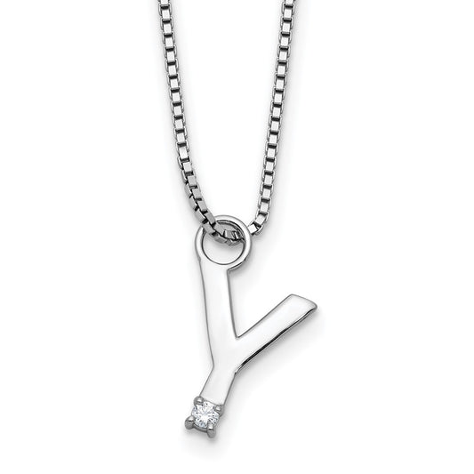 White Ice Sterling Silver Rhodium-plated 18 inch Diamond Letter Y Initial Necklace plus 2 inch Extender QW578Y-18