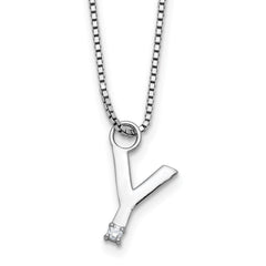 White Ice Sterling Silver Rhodium-plated 18 inch Diamond Letter Y Initial Necklace plus 2 inch Extender QW578Y-18