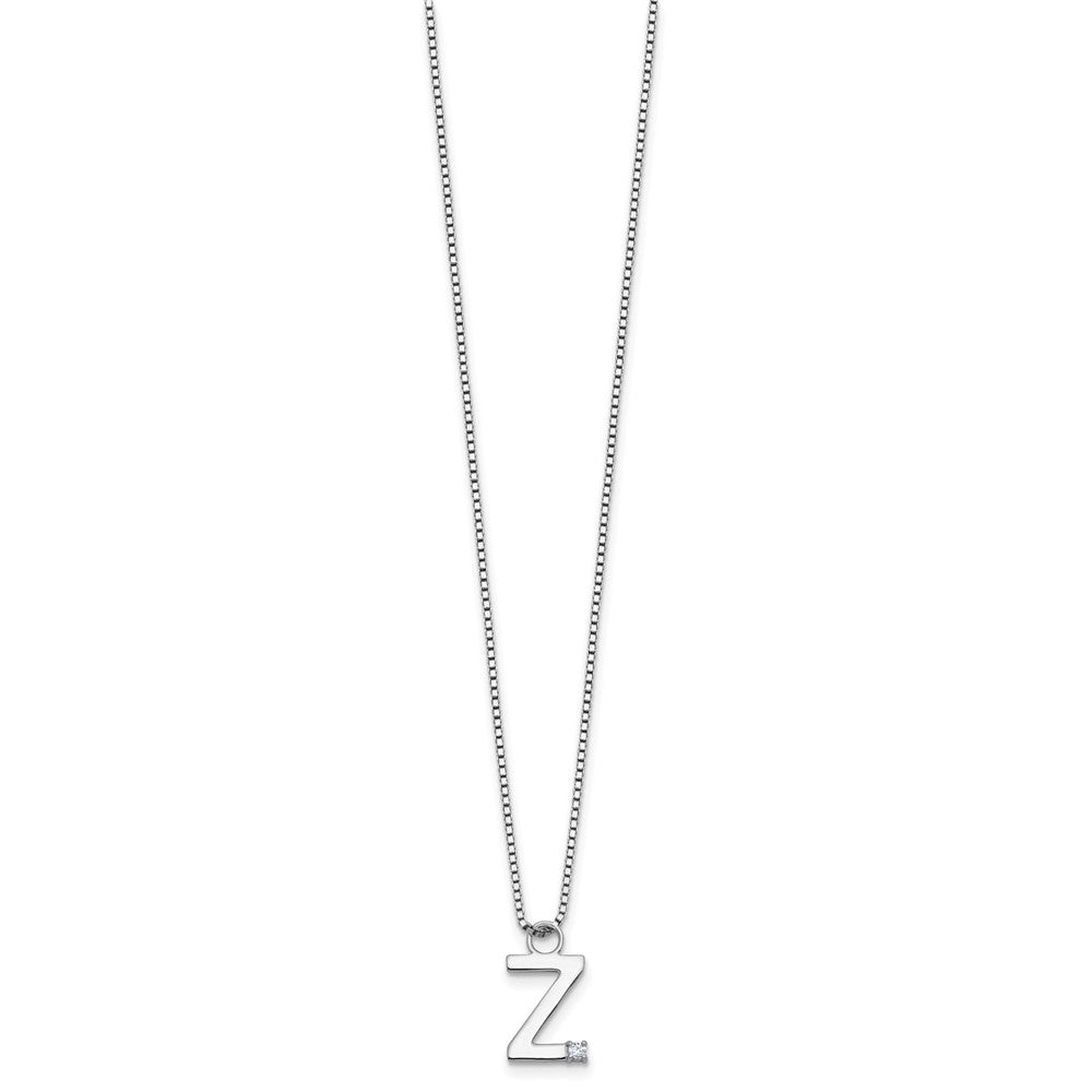 White Ice Sterling Silver Rhodium-plated 18 inch Diamond Letter Z Initial Necklace plus 2 inch Extender QW578Z-18