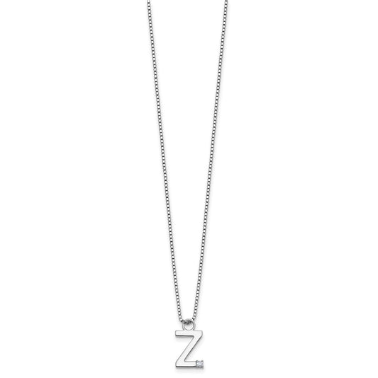 White Ice Sterling Silver Rhodium-plated 18 inch Diamond Letter Z Initial Necklace plus 2 inch Extender QW578Z-18