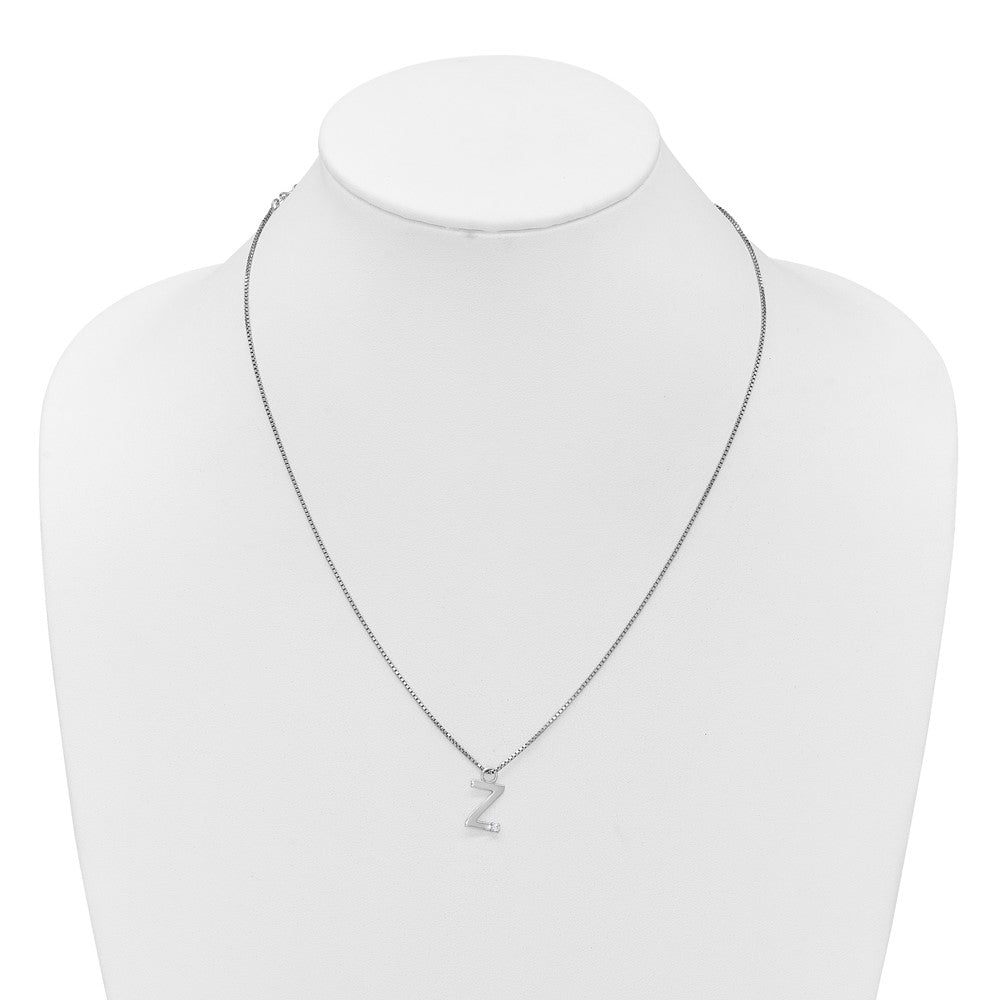 White Ice Sterling Silver Rhodium-plated 18 inch Diamond Letter Z Initial Necklace plus 2 inch Extender QW578Z-18