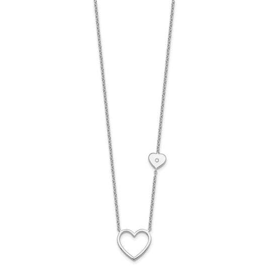 White Ice Sterling Silver Rhodium-plated 18 inch Diamond Hearts Necklace plus 2 inch Extender QW581-18