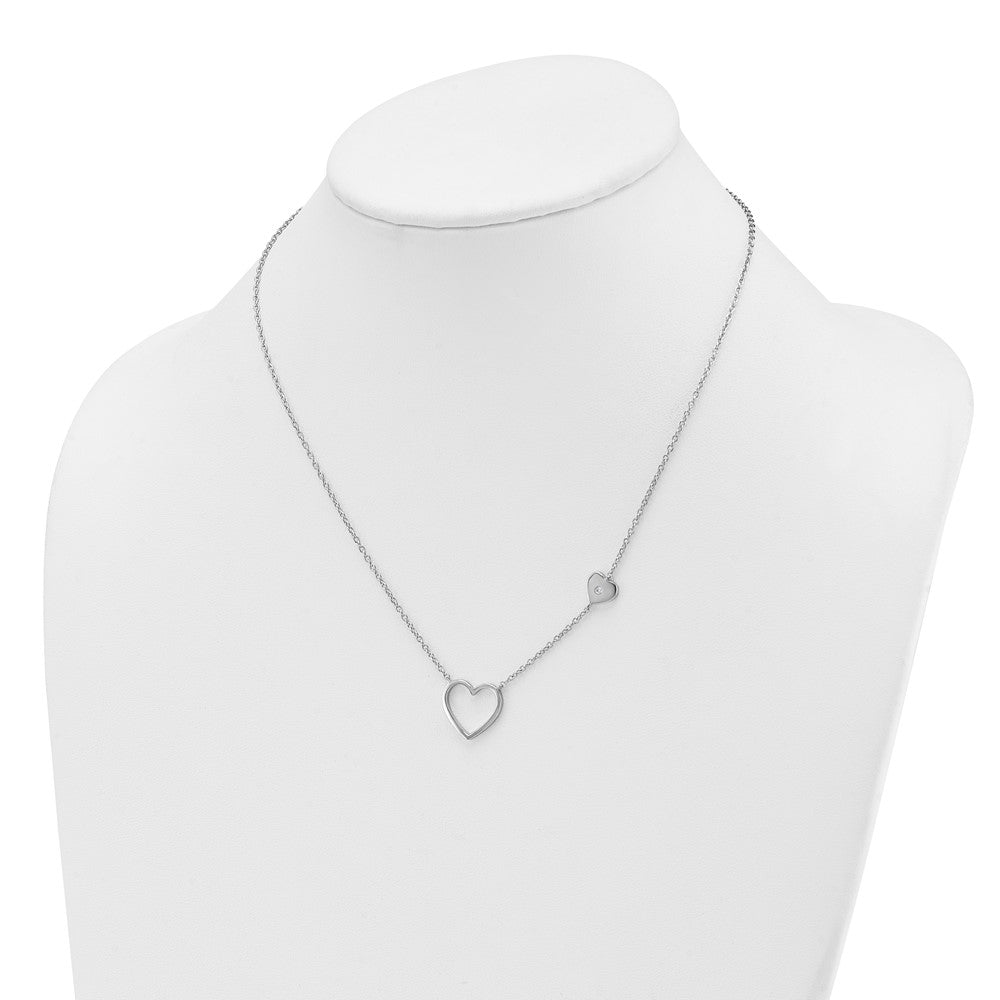 White Ice Sterling Silver Rhodium-plated 18 inch Diamond Hearts Necklace plus 2 inch Extender QW581-18