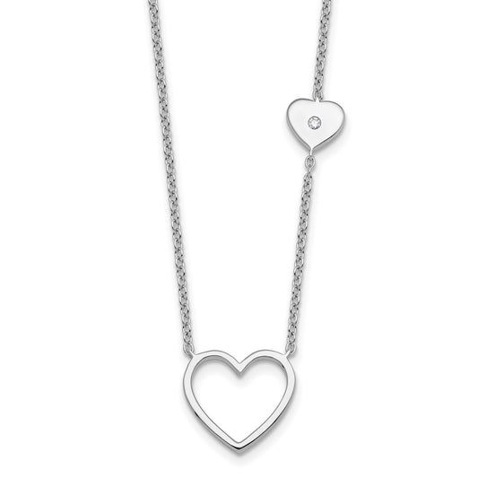 White Ice Sterling Silver Rhodium-plated 18 inch Diamond Hearts Necklace plus 2 inch Extender QW581-18