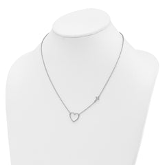 White Ice Sterling Silver Rhodium-plated Diamond Heart and Cross 18 inch Necklace plus 2 inch Extender QW582-18
