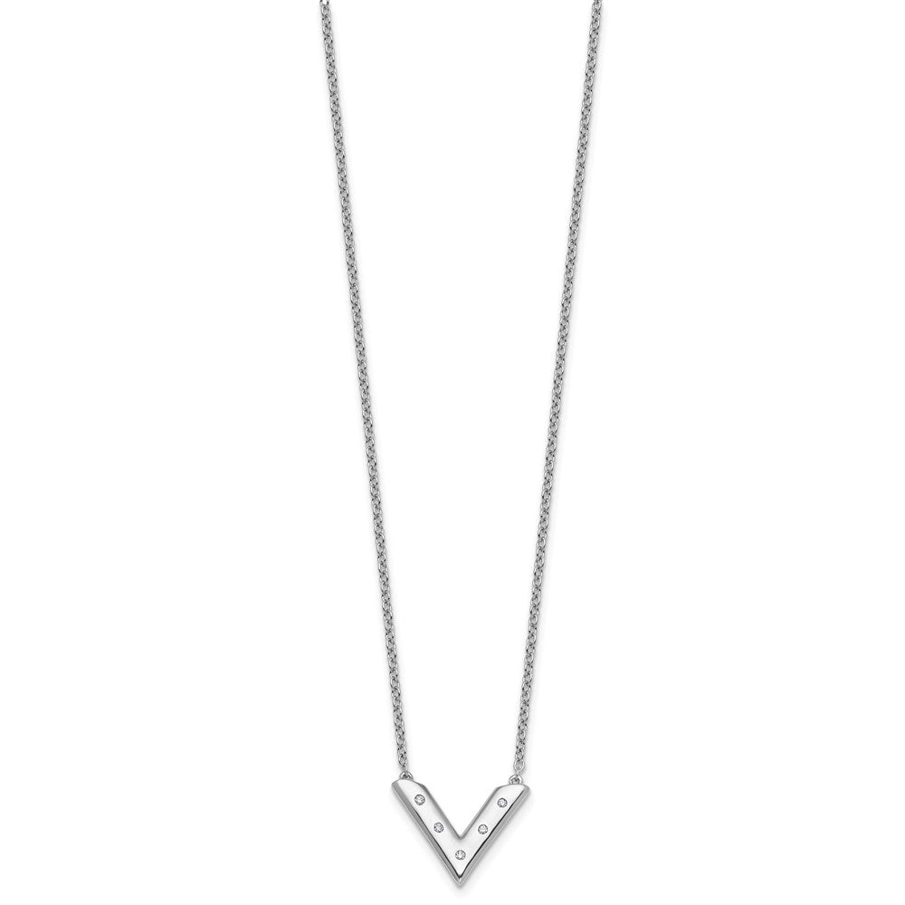White Ice Sterling Silver Rhodium-plated 18in Diamond V Shape Necklace plus 2in Extender QW583-18