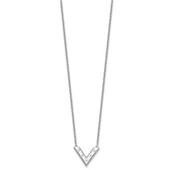 White Ice Sterling Silver Rhodium-plated 18in Diamond V Shape Necklace plus 2in Extender QW583-18