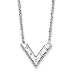 White Ice Sterling Silver Rhodium-plated 18in Diamond V Shape Necklace plus 2in Extender QW583-18