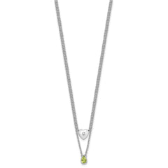 White Ice Sterling Silver Rhodium-plated 18 inch Diamond Heart and Peridot Teardrop Necklace plus 2 inch Extender QW584PE-18