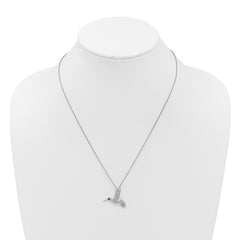 White Ice Sterling Silver Rhodium-plated Diamond and Sapphire Humming Bird 18 inch Necklace plus 2 inch Extender QW586-18