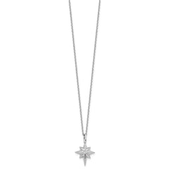 White Ice Sterling Silver Rhodium-plated Star with a Diamond 18inch Necklace plus 2 inch Extender QW588-18