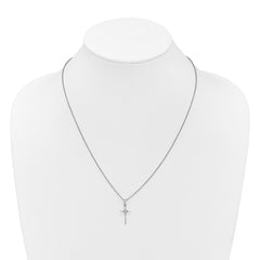 White Ice Sterling Silver Rhodium-plated 18 inch Diamond Cross and Heart Necklace plus 2 inch Extender QW590-18