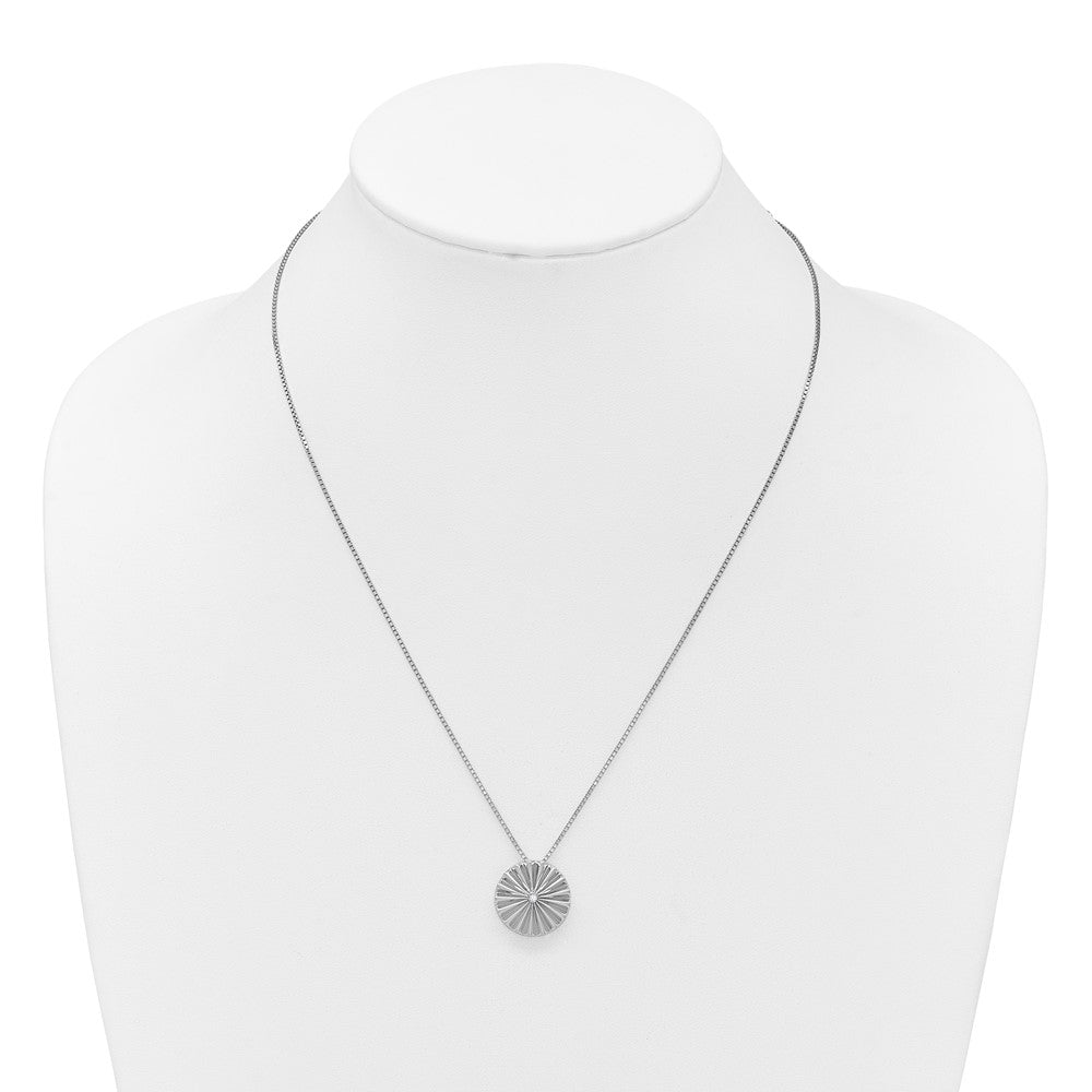 White Ice Sterling Silver Rhodium-plated Fanned Circle with a Diamond 18 inch Necklace plus 2 inch Extender QW591-18