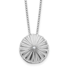 White Ice Sterling Silver Rhodium-plated Fanned Circle with a Diamond 18 inch Necklace plus 2 inch Extender QW591-18