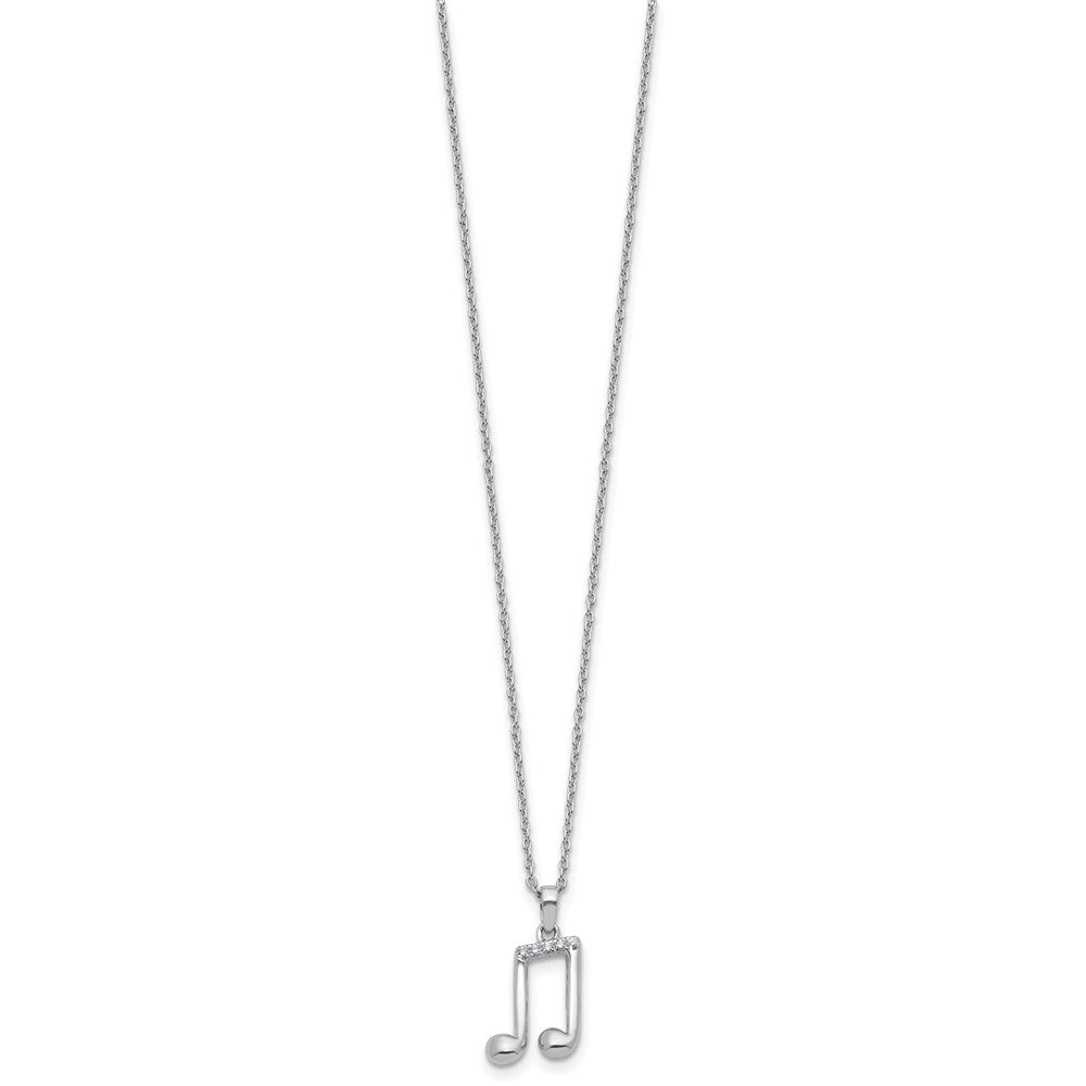 White Ice Sterling Silver Rhodium-plated Diamond Music Note 18 inch Necklace plus 2 inch Extender QW594-18