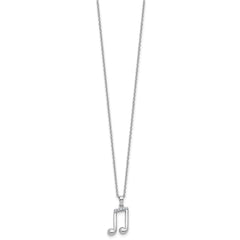 White Ice Sterling Silver Rhodium-plated Diamond Music Note 18 inch Necklace plus 2 inch Extender QW594-18