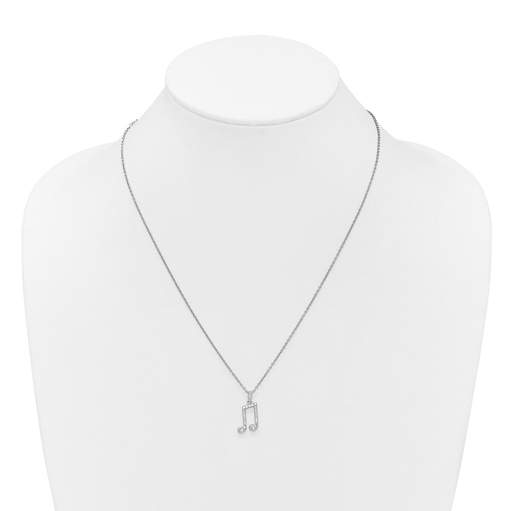 White Ice Sterling Silver Rhodium-plated Diamond Music Note 18 inch Necklace plus 2 inch Extender QW594-18