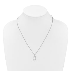 White Ice Sterling Silver Rhodium-plated Diamond Music Note 18 inch Necklace plus 2 inch Extender QW594-18