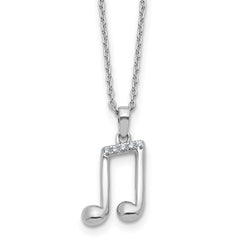 White Ice Sterling Silver Rhodium-plated Diamond Music Note 18 inch Necklace plus 2 inch Extender QW594-18