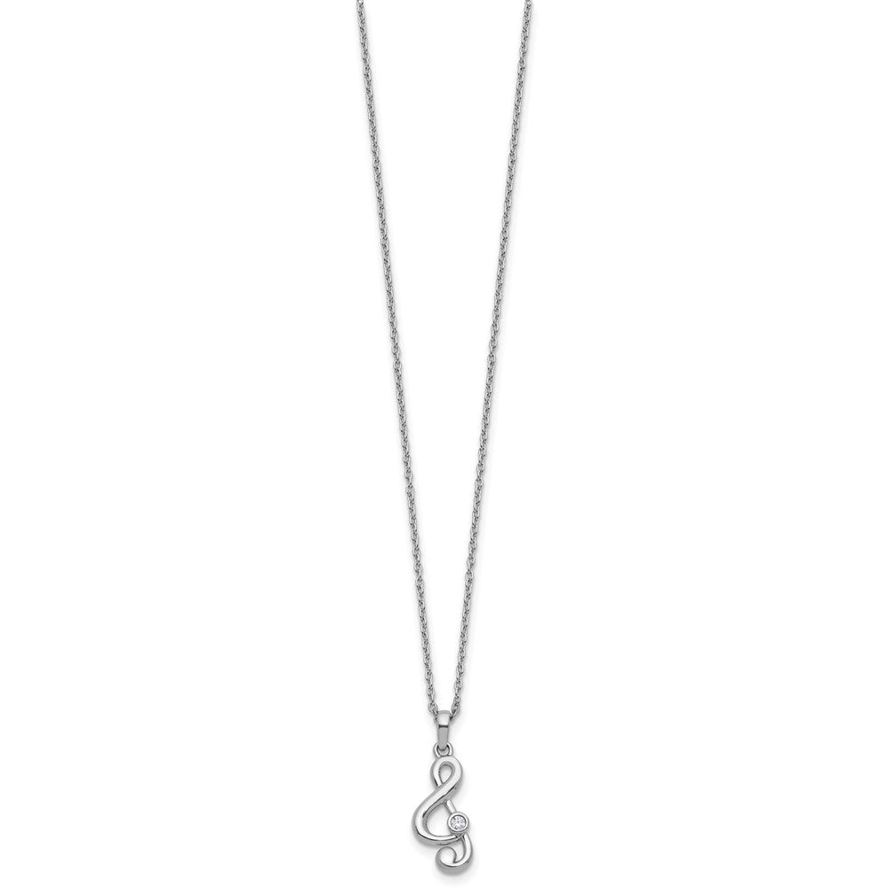 White Ice Sterling Silver Rhodium-plated Diamond Music Note 18 inch Necklace plus 2 inch Extender QW595-18