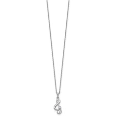 White Ice Sterling Silver Rhodium-plated Diamond Music Note 18 inch Necklace plus 2 inch Extender QW595-18