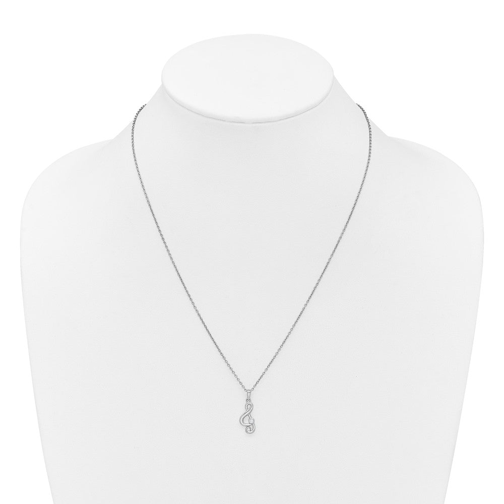 White Ice Sterling Silver Rhodium-plated Diamond Music Note 18 inch Necklace plus 2 inch Extender QW595-18