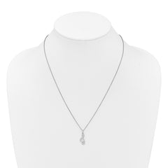 White Ice Sterling Silver Rhodium-plated Diamond Music Note 18 inch Necklace plus 2 inch Extender QW595-18
