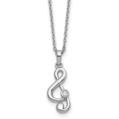 White Ice Sterling Silver Rhodium-plated Diamond Music Note 18 inch Necklace plus 2 inch Extender QW595-18