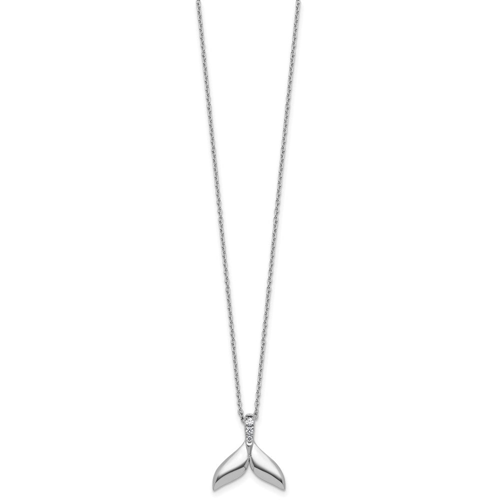 White Ice Sterling Silver Rhodium-plated Diamond Whale Tail 18 inch Necklace plus 2 inch Extender QW596-18