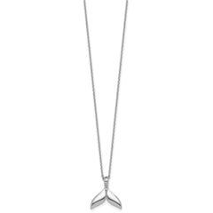 White Ice Sterling Silver Rhodium-plated Diamond Whale Tail 18 inch Necklace plus 2 inch Extender QW596-18
