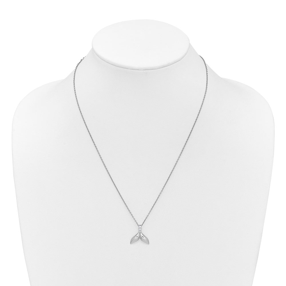 White Ice Sterling Silver Rhodium-plated Diamond Whale Tail 18 inch Necklace plus 2 inch Extender QW596-18
