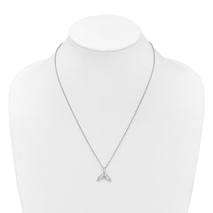 White Ice Sterling Silver Rhodium-plated Diamond Whale Tail 18 inch Necklace plus 2 inch Extender QW596-18