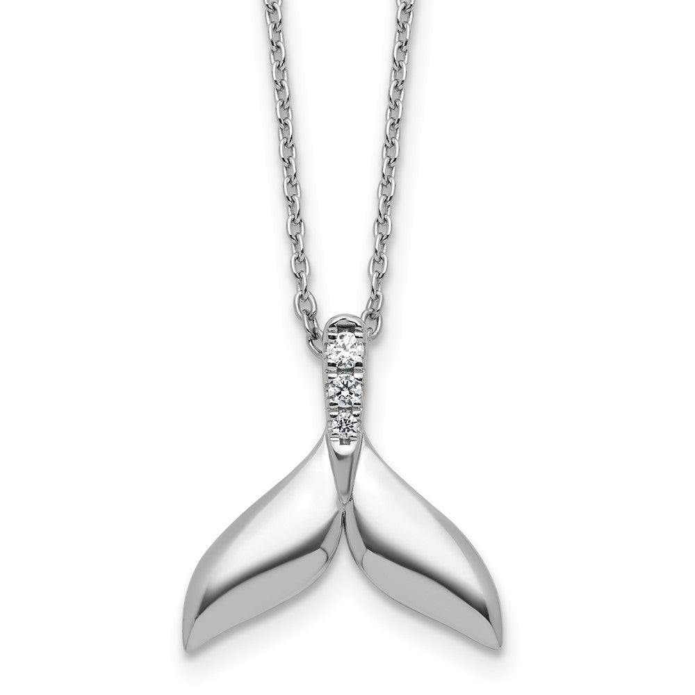 White Ice Sterling Silver Rhodium-plated Diamond Whale Tail 18 inch Necklace plus 2 inch Extender QW596-18