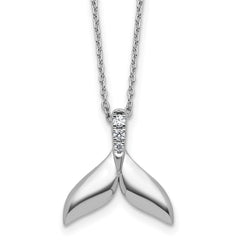 White Ice Sterling Silver Rhodium-plated Diamond Whale Tail 18 inch Necklace plus 2 inch Extender QW596-18