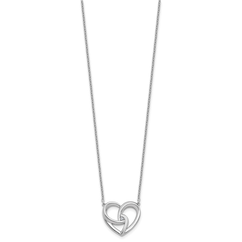 White Ice Sterling Silver Rhodium-plated Diamond Fancy Heart 18 inch Necklace plus 2 inch Extender QW603-18