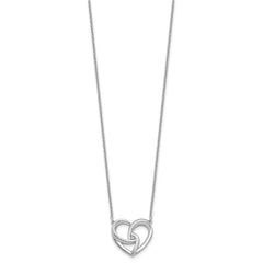 White Ice Sterling Silver Rhodium-plated Diamond Fancy Heart 18 inch Necklace plus 2 inch Extender QW603-18