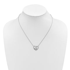 White Ice Sterling Silver Rhodium-plated Diamond Fancy Heart 18 inch Necklace plus 2 inch Extender QW603-18
