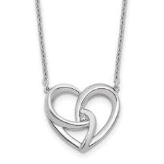White Ice Sterling Silver Rhodium-plated Diamond Fancy Heart 18 inch Necklace plus 2 inch Extender QW603-18