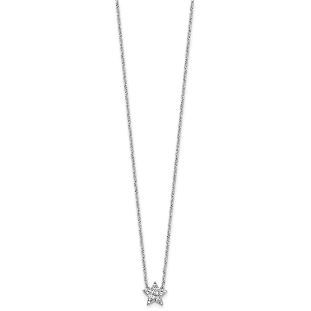 White Ice Sterling Silver Rhodium-plated 18 inch Diamond Star Necklace plus 2 inch Extender QW605-18