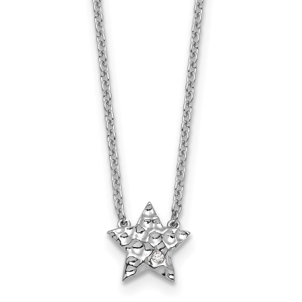 White Ice Sterling Silver Rhodium-plated 18 inch Diamond Star Necklace plus 2 inch Extender QW605-18