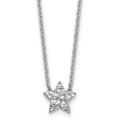 White Ice Sterling Silver Rhodium-plated 18 inch Diamond Star Necklace plus 2 inch Extender QW605-18