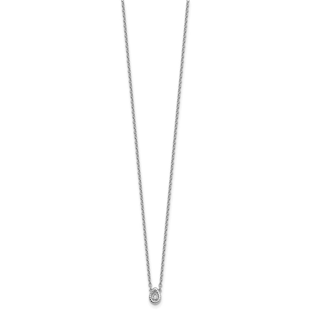White Ice Sterling Silver Rhodium-plated 18in Diamond Twisted Teardrop Necklace plus 2in extender QW606-18