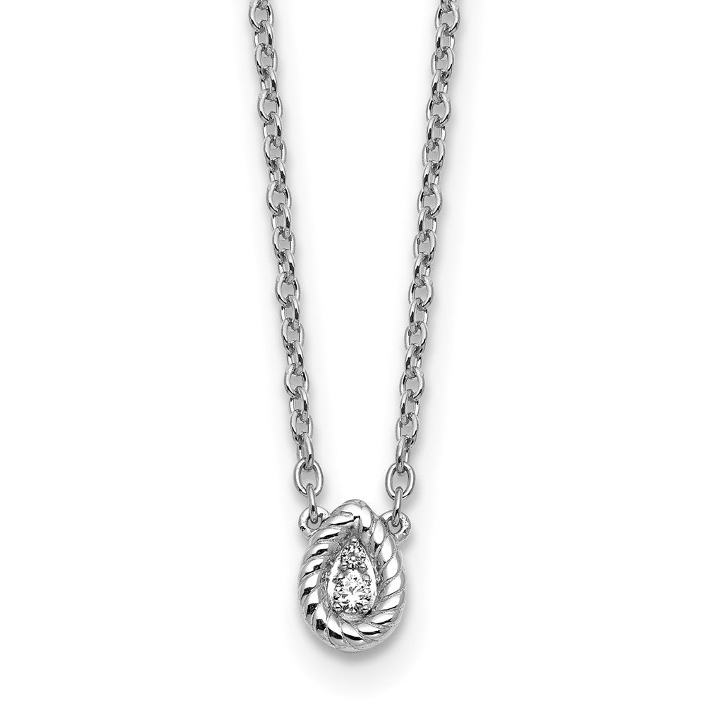 White Ice Sterling Silver Rhodium-plated 18in Diamond Twisted Teardrop Necklace plus 2in extender QW606-18
